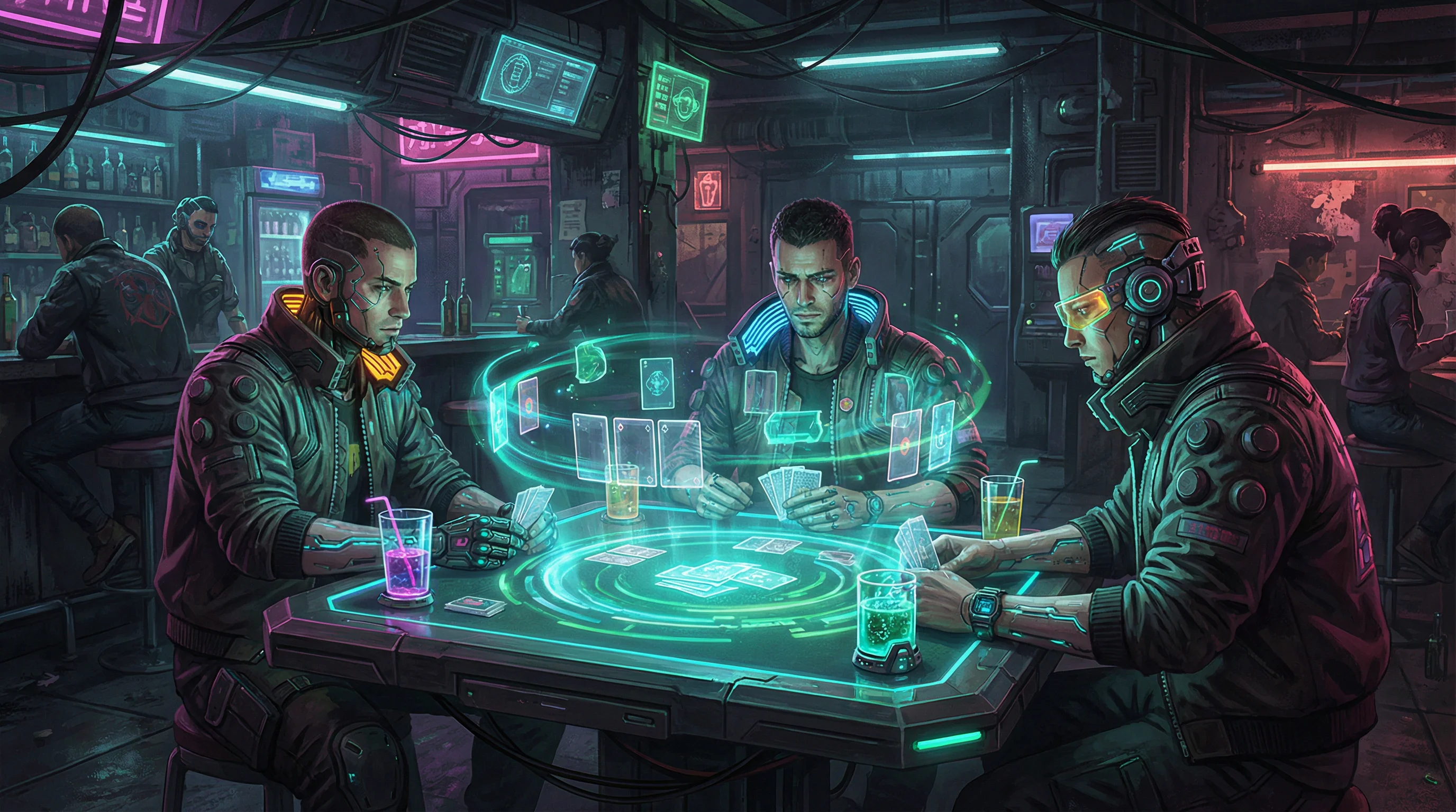 来生酒吧的全息斗地主牌桌